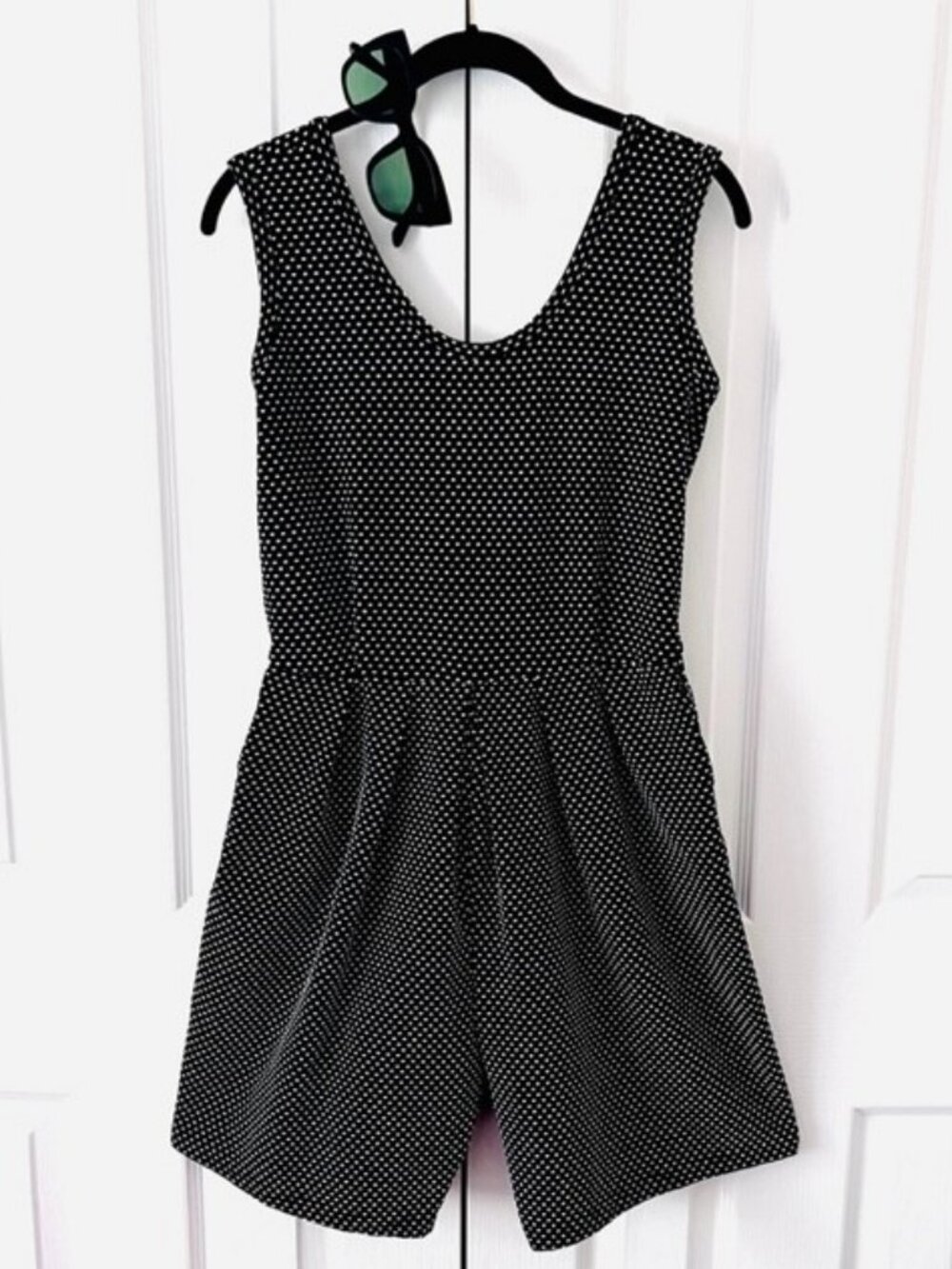 Romper Shorts Vintage 1980's Tapemeasure New York Black & White Dot (M) Like New